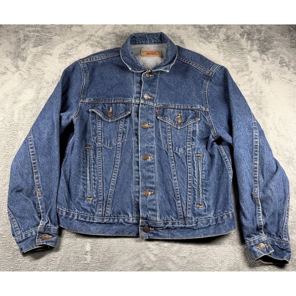 Vtg 80s-90s Levi's 70506-0216 Denim Trucker Jacket Mens 44 Blue Made USA Western